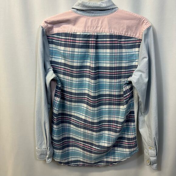 Vineyard Vines Slim Fit Tucker Shirt Men Pink Blue Plaid Cotton Blend Small - Picture 4 of 5